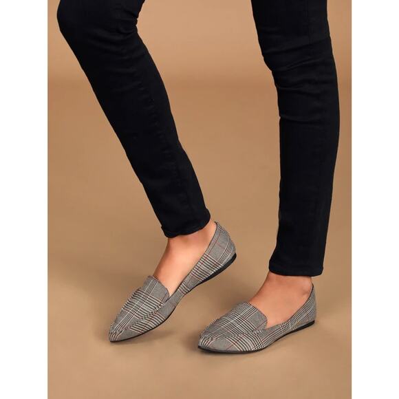 Steve Madden Feather Black Plaid Pointed Toe Flats Loafer Shoes Women US 6M - Picture 3 of 10